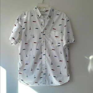 Banana Republic Men's Luxe Cotton Poplin Short Sleeve Shirt Size Large